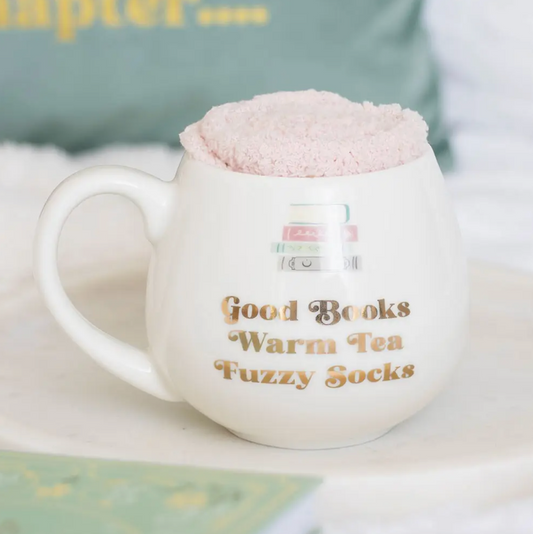 Books & Fuzzy Socks Cup