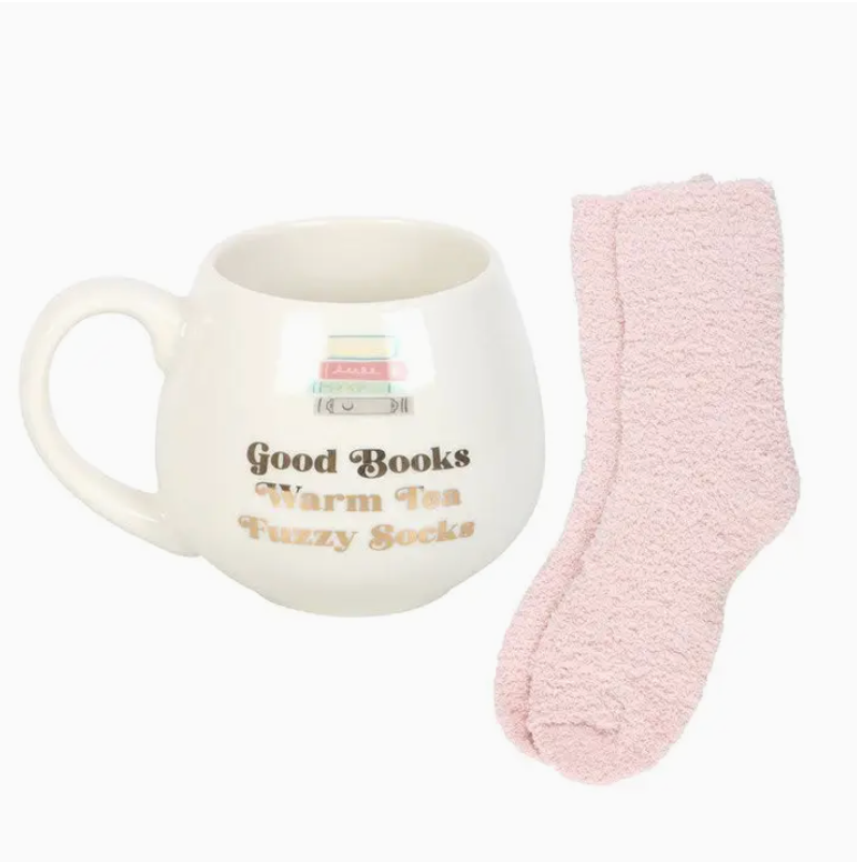 Books & Fuzzy Socks Cup